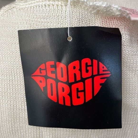 NWT NOS Vintage 70s Georgie Porgie Knit Sweater Embroidered Flowers XS - Picture 6 of 8